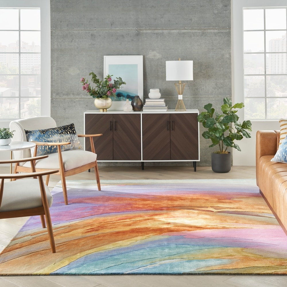 Nourison Prismatic Modern Abstract Sunset Watercolor Area Rug