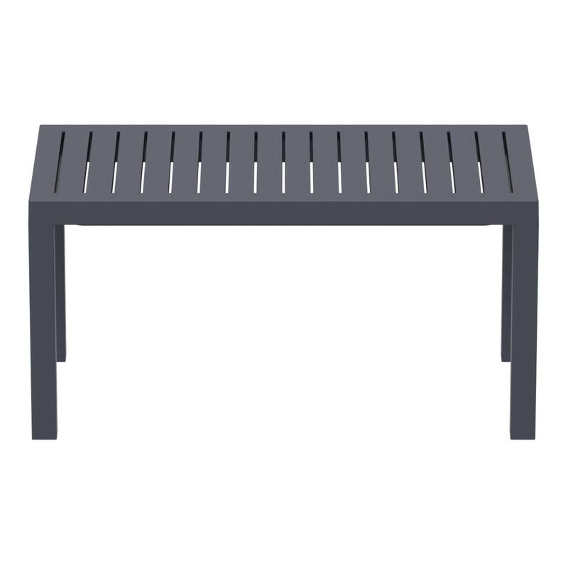 36" Dark Gray Patio Solid Rectangular Patio Resin Coffee Table