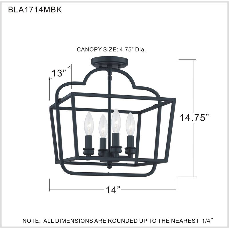 Quoizel Blanche Matte Black 4-light Semi-Flush Mount