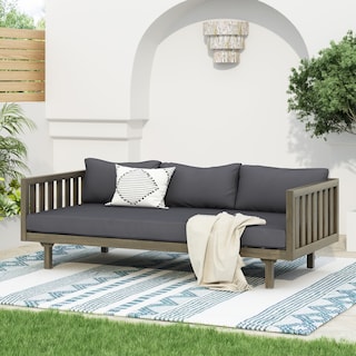 Claremont Farmhouse Outdoor 3 Seater Daybed with Water-Resistant Cushion by Christopher Knight Home