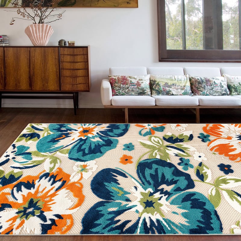 Bergamo Contemporary Floral Indoor/Outdoor Area Rug