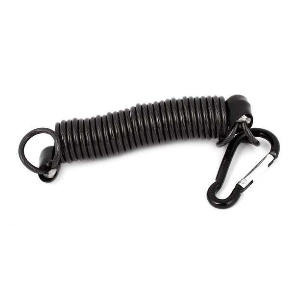 Black Metal Carabiner Hook Clip Stretchy Spring Coil Key Chain Keyring Strap