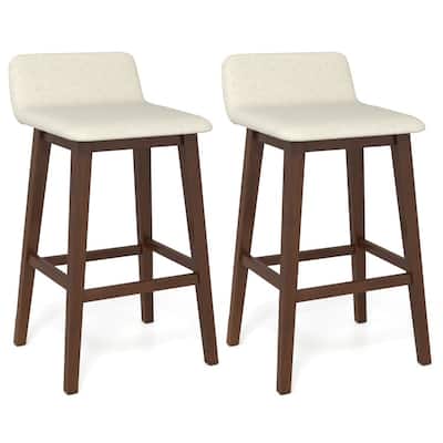 Low-Back High-Top Chairs with Padded Seat and Rubber Wood Legs - 20" x 16.5" x 29"