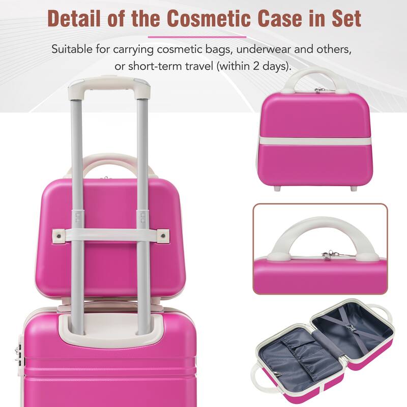 4-Piece, 20, 24, 28-Inch Modern Luggage Sets, Hard-Shell Luggage with Makeup Bag and TSA Lock, for Boarding Travel