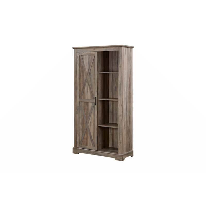 Tall Storage Cabinet Barn Door Storage Country Wood Rustic Farmhouse Pantry Cupboard Sliding Door