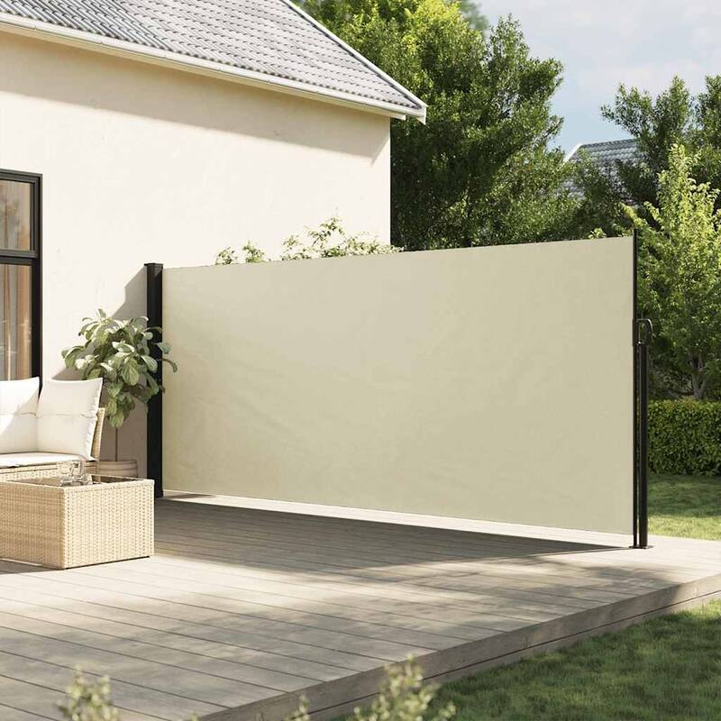 vidaXL Retractable Side Awning Patio Sun Shade Freestanding Privacy Screen - Cream