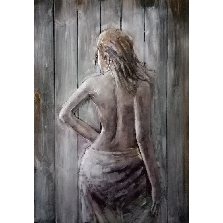 Sexy Woman 3D Wall Art Metal Cutout On Wood Canvas Hanging Decor Painting