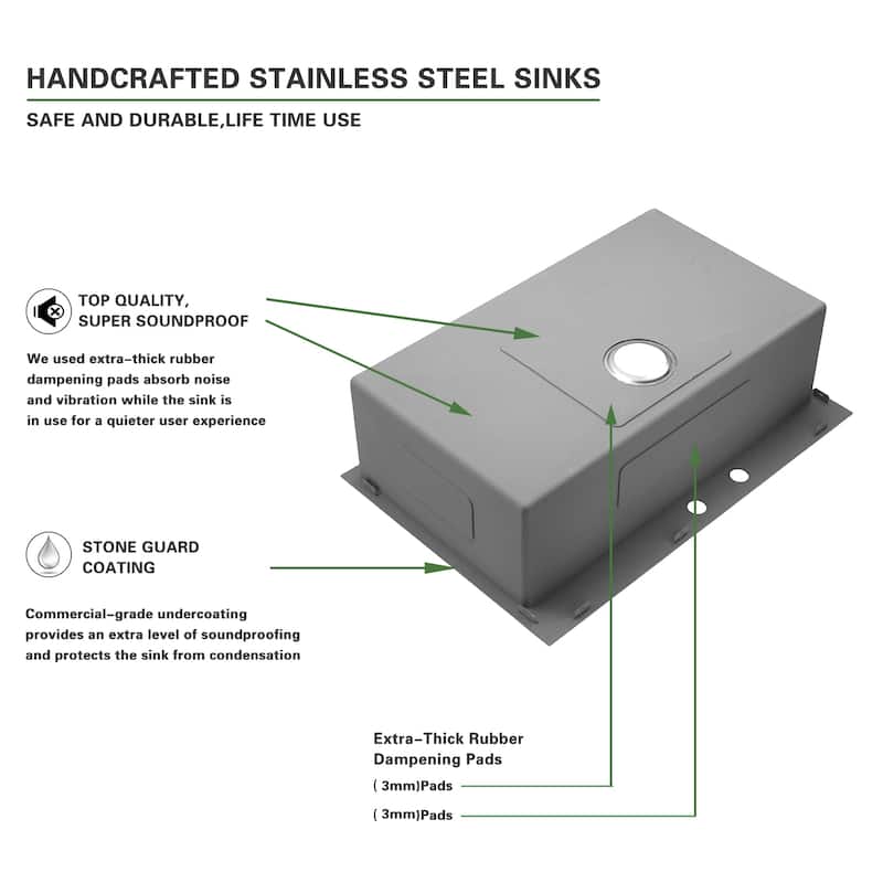 30x22-inch Single Drop In Bowl Sink 16 Gauge Kitchen Sinks - 30" x 22" x 10"