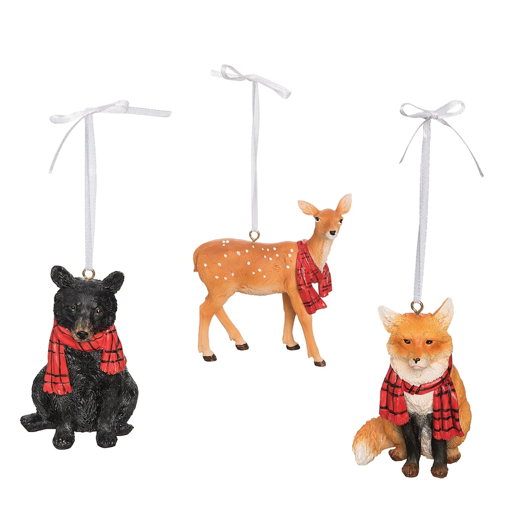 Deer/ Black Bear/ Fox Ornament, Set of 3 - Set of 3