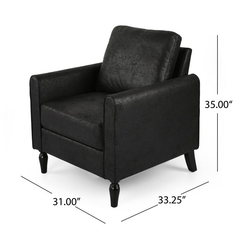 Contemporary Black Microfiber Club Chair for Small Spaces