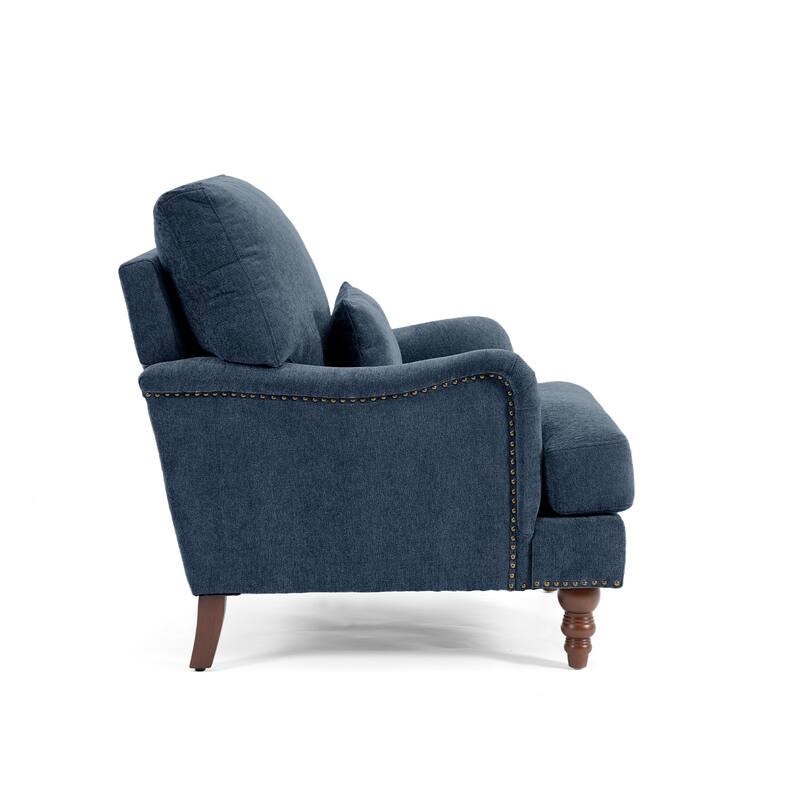 Oversized Accent Chair Chenille Upholstered Armchair With Rivets