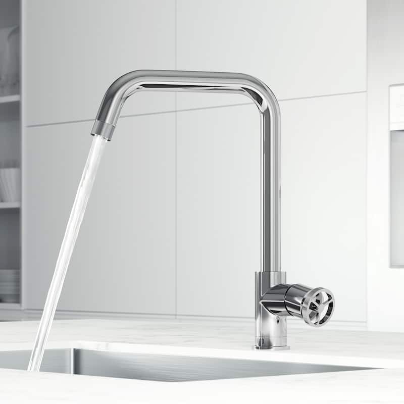 VIGO Cass Industrial 14" H Single Handle Kitchen Bar Faucet