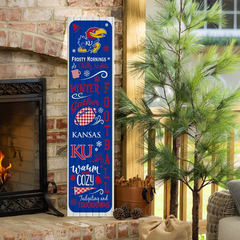 47" Double Sided Seasonal Porch Leaner, University of Kansas - 47" x 11.25" - Winter