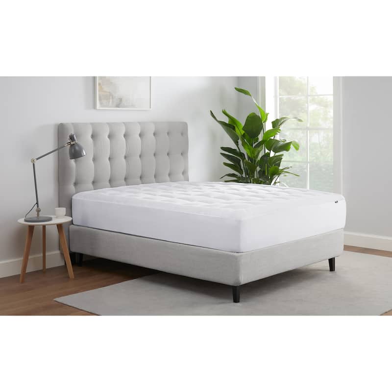 Serta ComfortSure Deluxe Pillow Top Mattress Pad, Cotton Dobby Cover