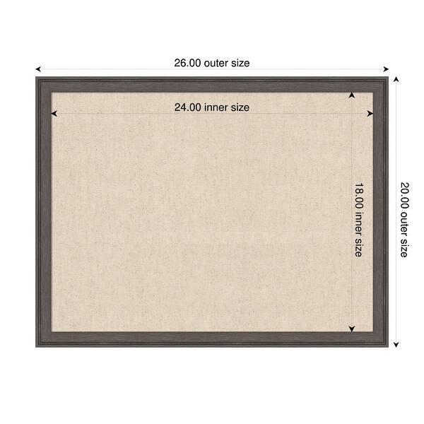 dimension image slide 43 of 91, Amanti Art Framed Fabric Pinboard Natural Linen Printed Bulletin Board