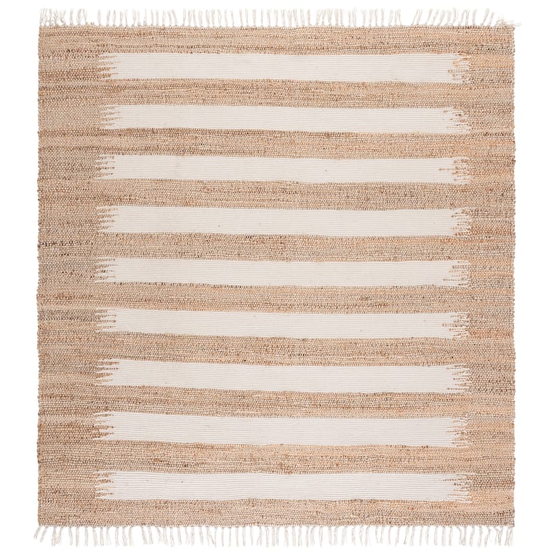 SAFAVIEH Handmade Natural Fiber Julietta Jute & Cotton Rug - 7' Square - Natural/Ivory