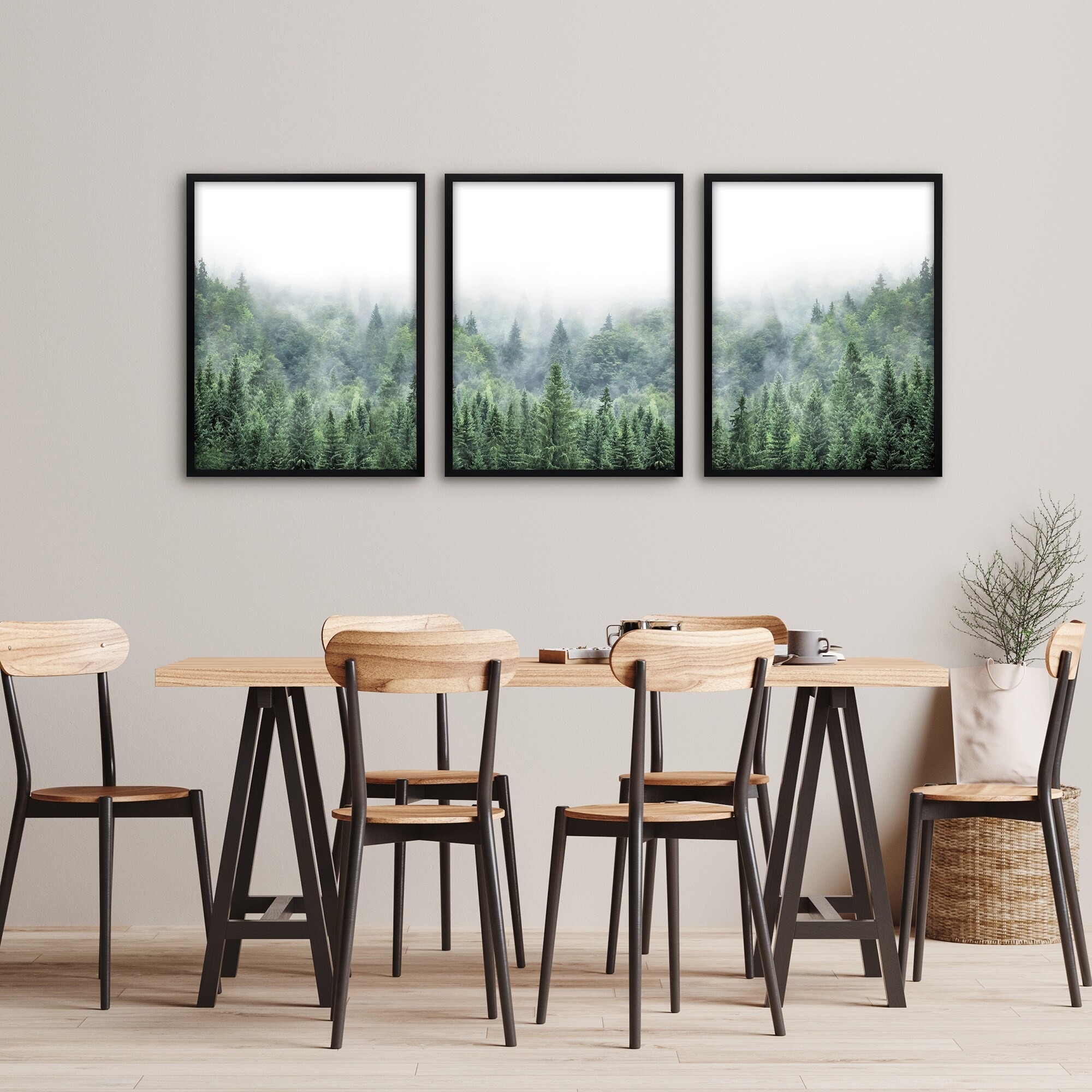 Americanflat 3 Piece Framed Triptych Green Mountain Mural by Tanya Shumkina TRI-SET-23-F1824並行輸入 - Americanflat 20x30 Poster Frame with Polished Front