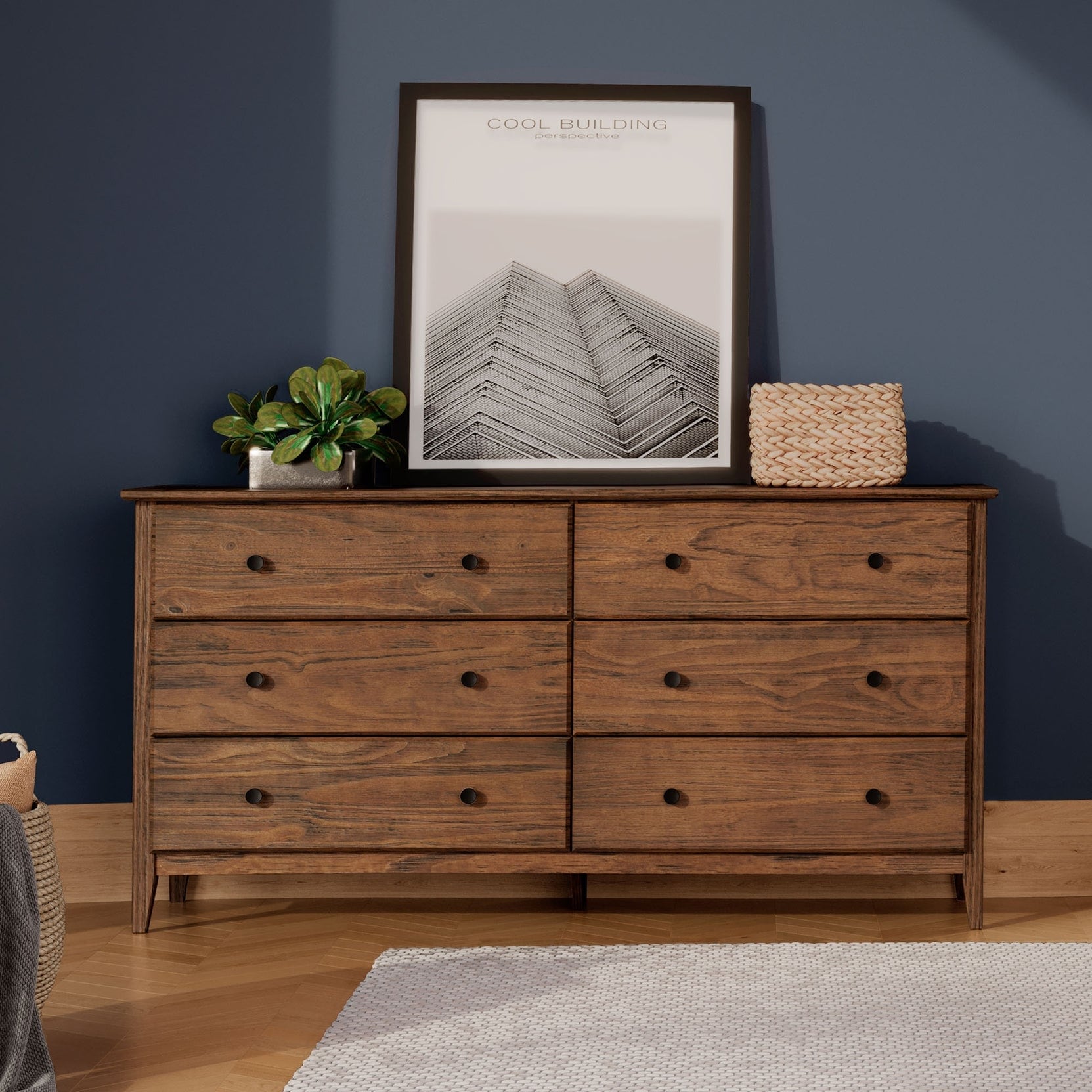 Grain wood furniture shaker shop 6 drawer dresser