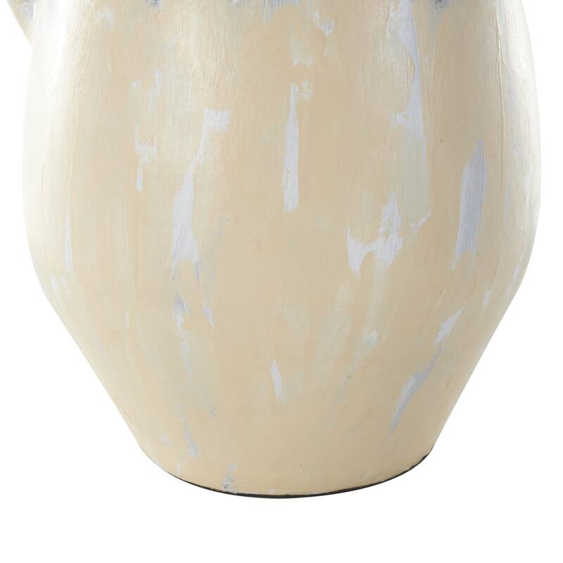 Ceramic Antique Style Pot Decorative Vase with Curved Handle - Cream - Roche River Decor