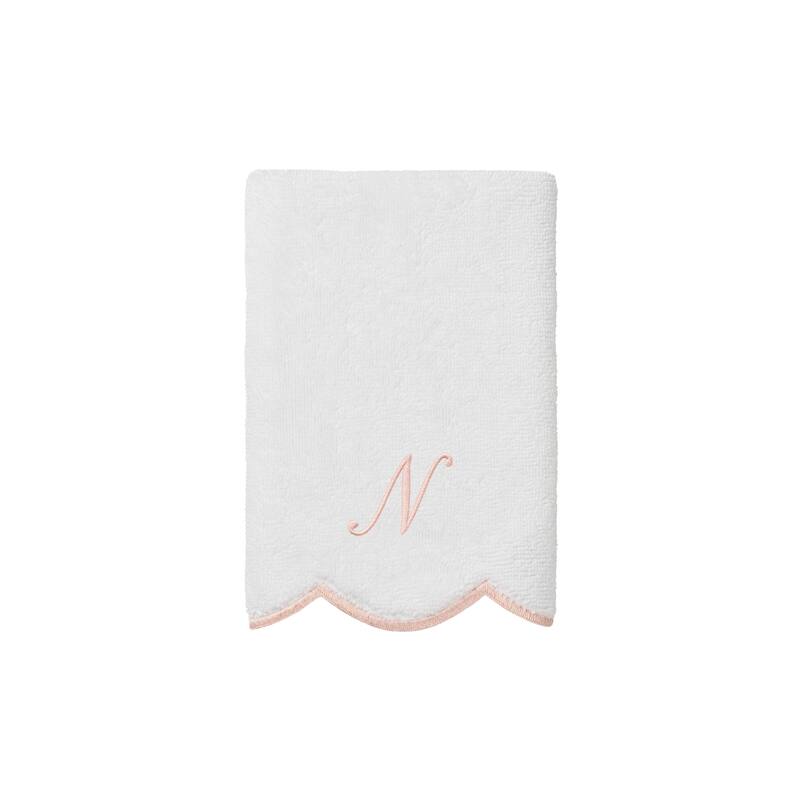 Authentic Hotel and Spa 100% Turkish Cotton Pink ADORNIA Scallop Personalized 3 Piece Towel Set - 3 Piece Set