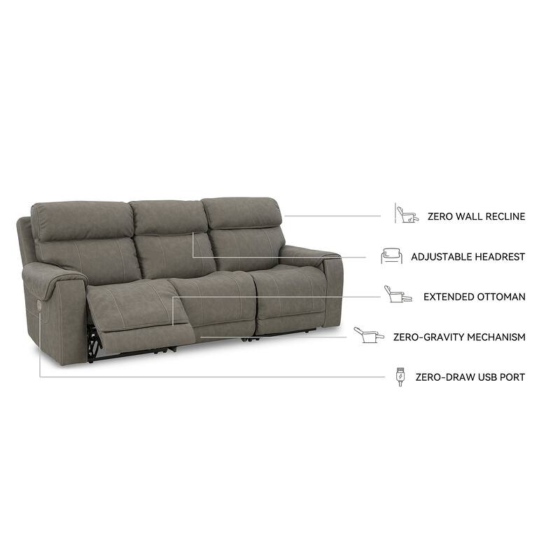 Signature Design by Ashley Starbot Gray 3-Piece Power Reclining Sofa - 101"W x 42"D x 42"H