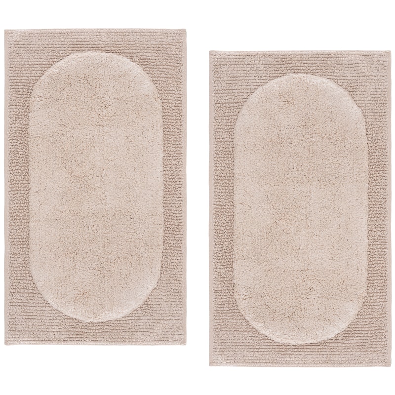 SAFAVIEH Home Quinn Waffle Grid Bathmat (Set of 2) - Natural - 21"W x 34"L