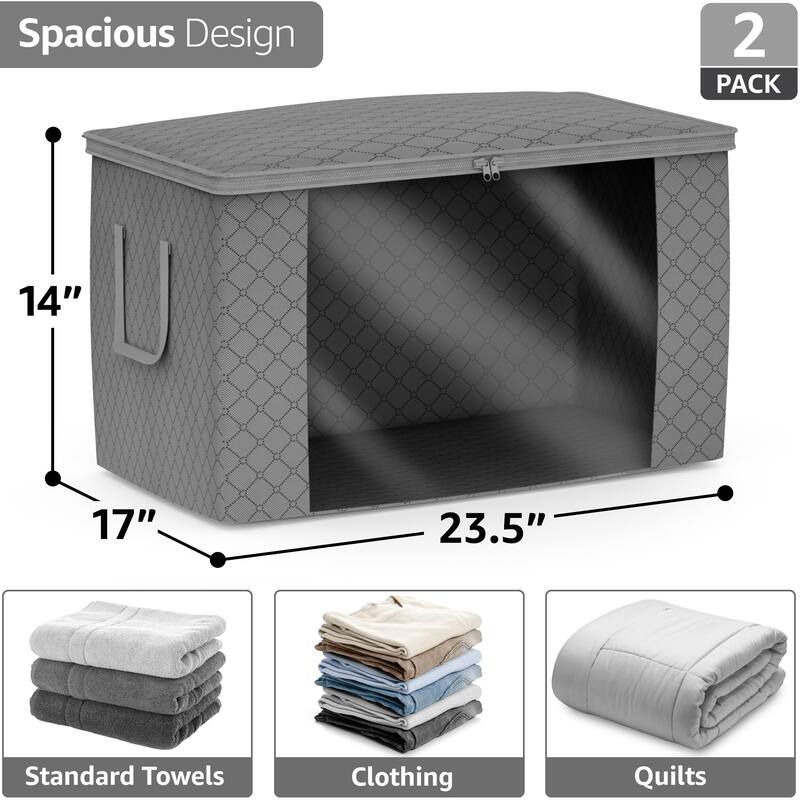 Sorbus Foldable Storage Bag Organizers, Large Clear Window & Carry Handles, Great for Clothes, Blankets, and More