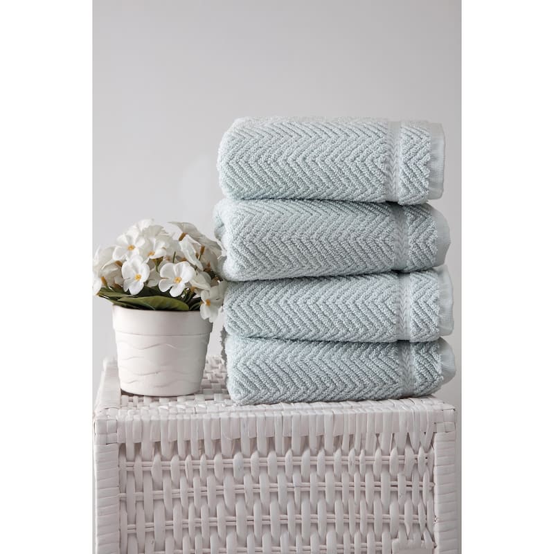 Ozan Premium Home 100% Turkish Cotton Maui Collection Luxury Hand Towels (Set of 4) - Light Aqua
