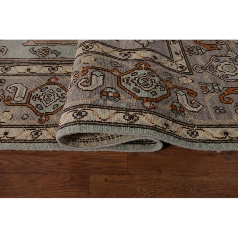 Light Blue Oushak Vegetable Dye Rug Hand-Knotted Oriental Wool Carpet - 8'5"x 10'2"