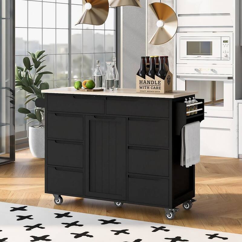 Store Kitchen Cart with Wheels and 8 Drawers