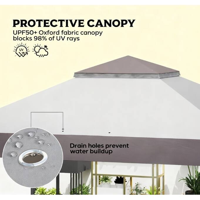 GDFStudio - Lucas Large Height Adjustable Pop-Up Canopy Tent with Double Roof and Party-Ready Design