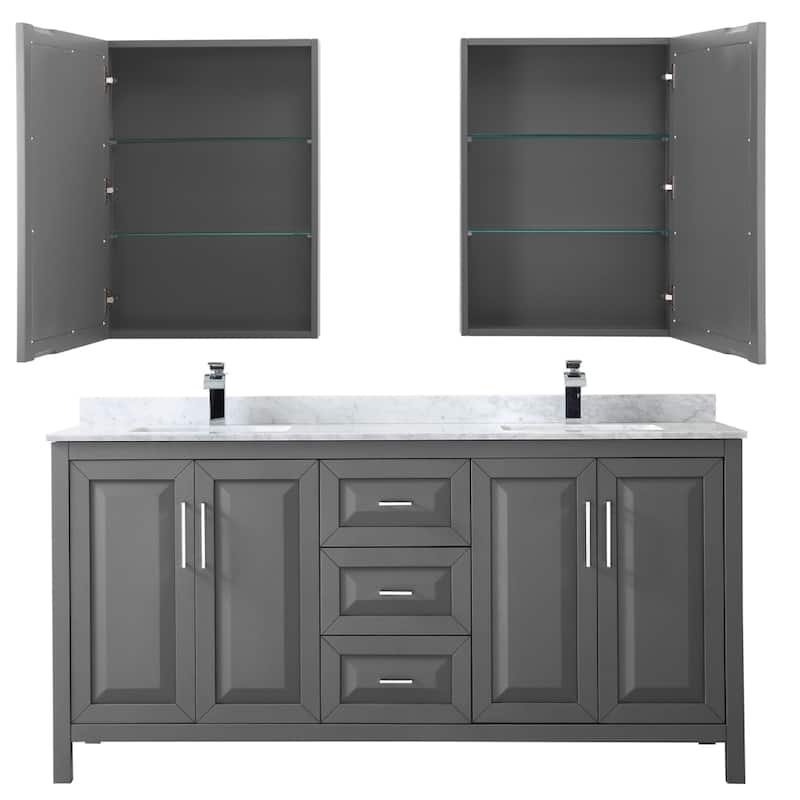 Daria 72-inch Double Vanity, Marble Top, Medicine Cabinets