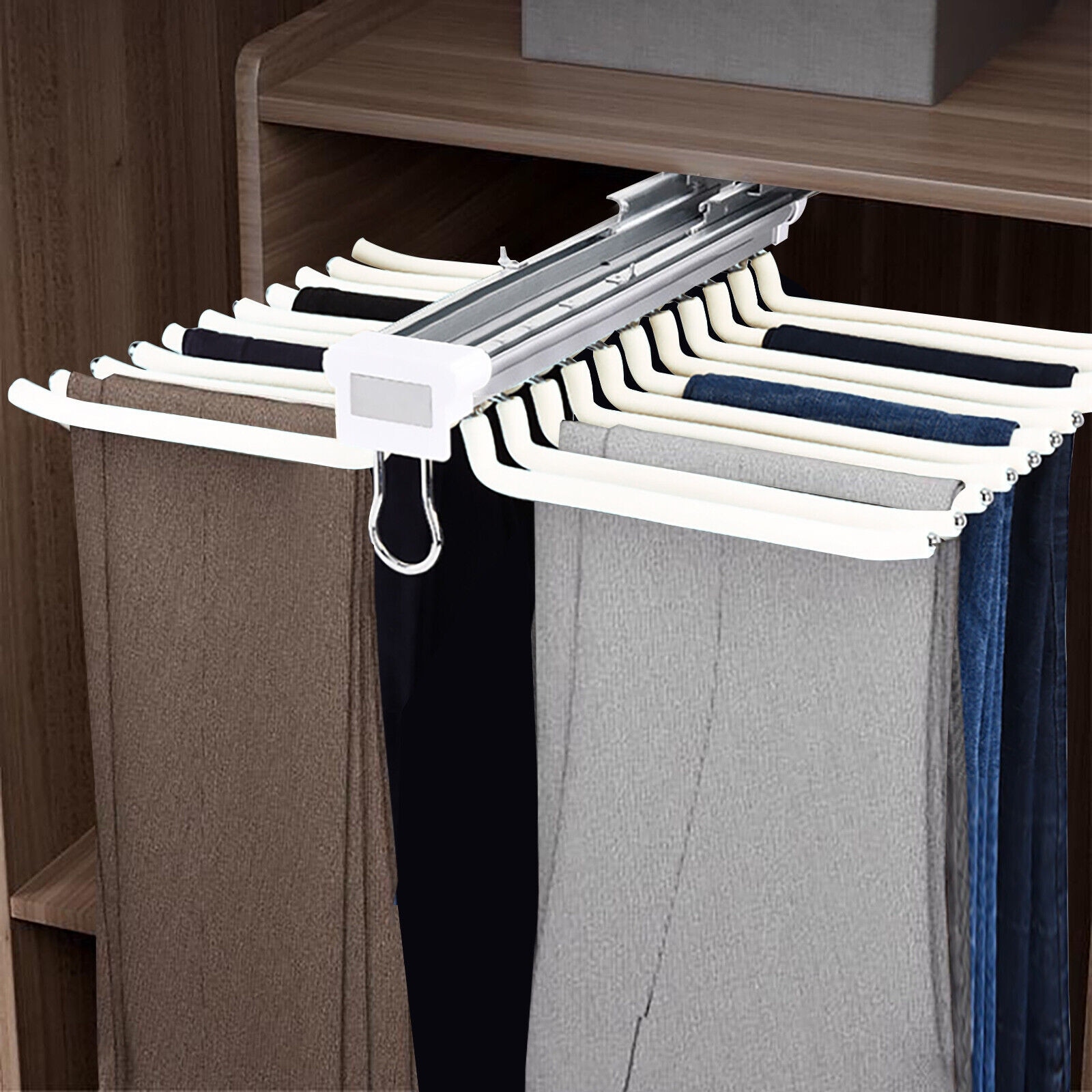 MYOYAY Pull Out Trousers Rack 22 Arms Steel Pull Out Pants Rack Pants  Hanger Bar Clothes Organizers for Closet for Space Saving and Storage  Maximum