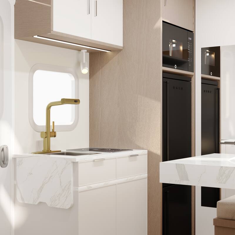 Single Handle Pull Out Sprayer Kitchen Faucet with 3 Functions Spray, 360° swivel