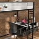 preview thumbnail 25 of 31, Furniture of America Jackson Modern Black Metal Loft Bed with Dual Desks and Closet Rod