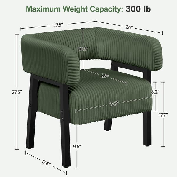 dimension image slide 0 of 2, Yaheetech Corduroy Accent Chair with Solid Wood Legs for Living Room, Bedroom