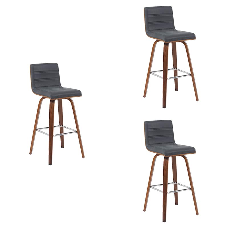 Skara Swivel Bar Stool, Upholstered Bar Height Chair with Bentwood Frame