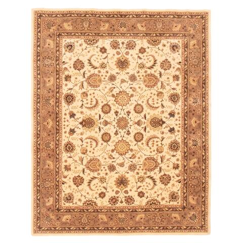 ECARPETGALLERY Hand Tufted Tabriz Ht Cream Viscose, Wool Rug - 7'9 x 9'9