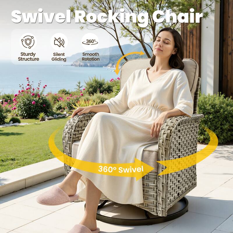 HOOOWOOO 9-piece Patio Swivel Chair Conversation Set