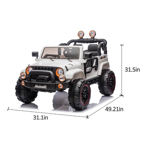 dimension image slide 0 of 4, Kids' 24V Electric Ride-On Car, High-Low Speed, Pull Rod Design, Multimedia Player, and Rear Suspension System