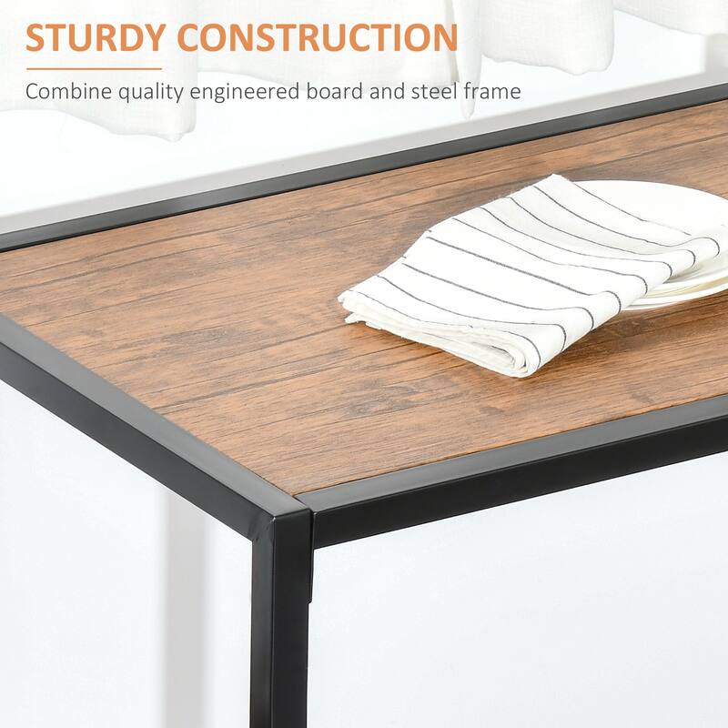 3-Piece Industrial Dining Table Set, Wooden Rectangular Standard Height Bar Table with 2 Dining Chairs