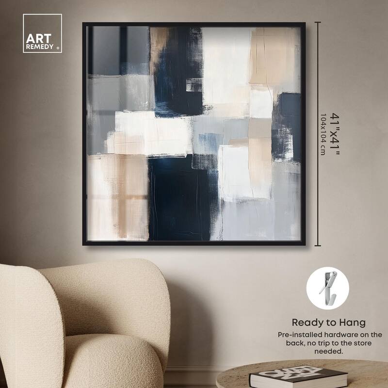 Blue and Tan Abstraction I Shadowbox by Art Remedy