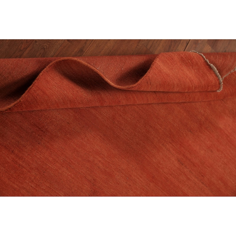 Modern Orange Gabbeh Oriental Rug Handmade Wool Carpet - 4'10" x 6'0"