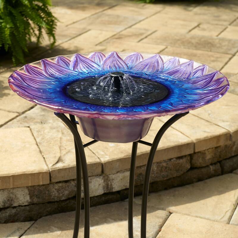 Bell Flower Solar Birdbath