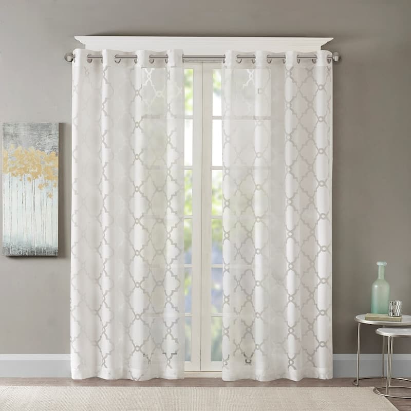 Fretwork Burnout Sheer Curtain Panel