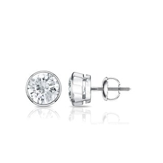 Push-Back 14k Rose Gold Bezel-set Round Men Diamond Stud Earrings 1/5-2 ct, O.White, I2-I3 Push-Back 14k Rose Gold Bezel-set Round Men Diamond Stud Earrings 1/5-2 ct, O.White, I2-I3