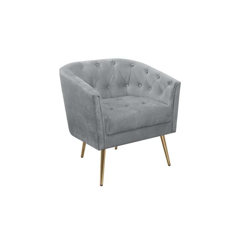 Clayfell CASSY VELVET FLARED ARM CHAIR WITH STOOL - 28.9"