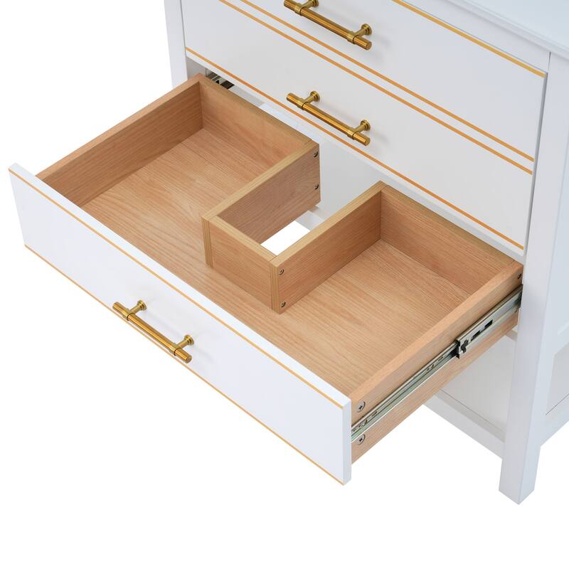 Bathroom Vanity with Sink, Vanity Set with 2 Drawers, Bathroom Storage Cabinet with Open Shelf and 2 Soft Closing Doors