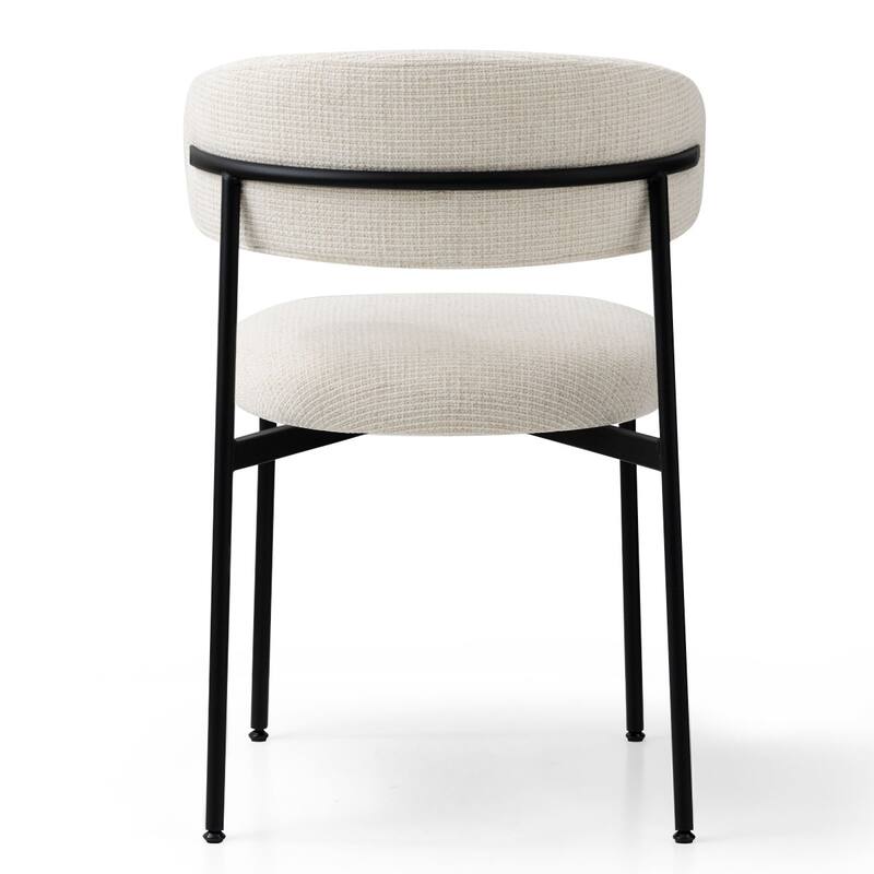Modern Upholstered Dining Chairs with Curved Open Back and Black Metal Legs (Set of 6)