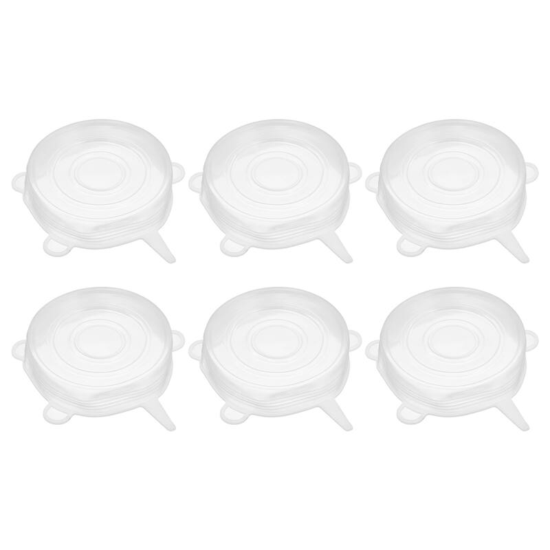 Silicone Stretch Lids, 6Pcs 3.74" Round Container Lid for Food Cover - White